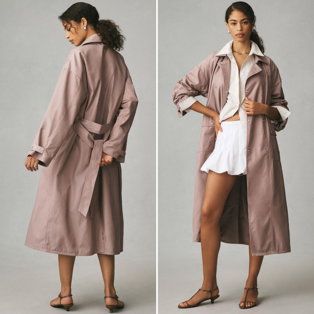 Anthropologie Mauve Trench Coat